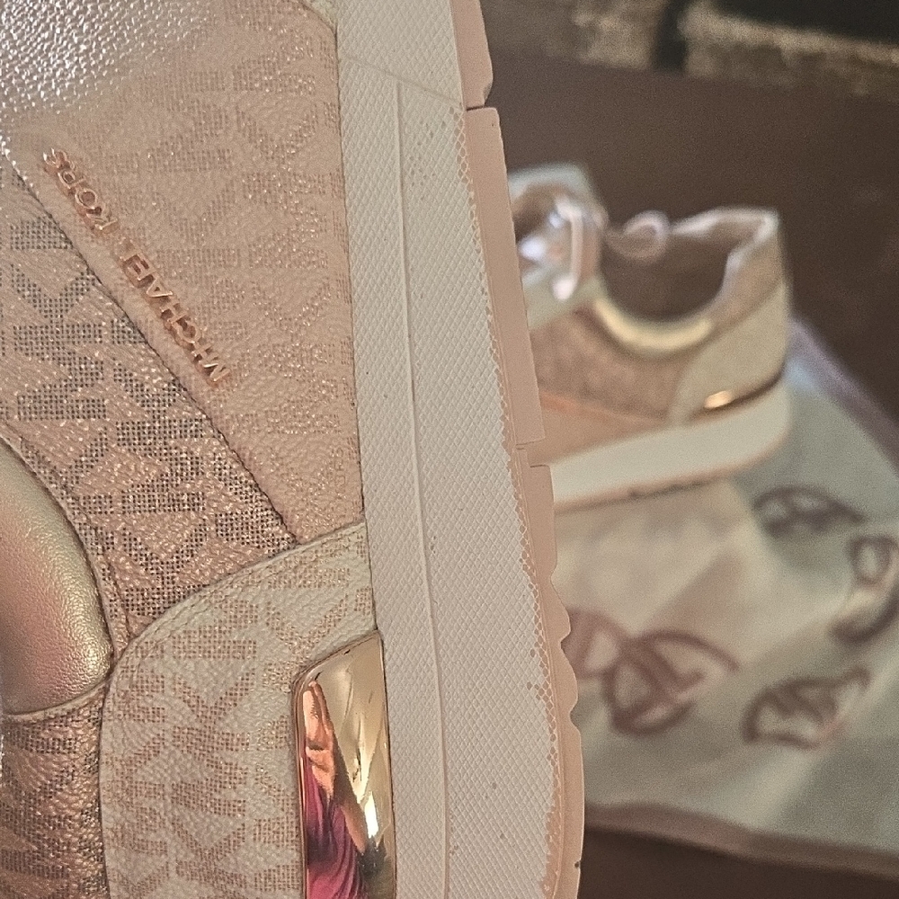 Michael Kors Pink and Gold Sneakers with Plush Comfort - Picture 4 of 4